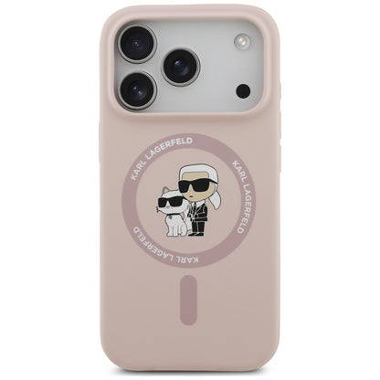 MagSafe Case for Apple iPhone 18 Pro Max / 17 Pro Max, Karl Lagerfeld, Silicone Ring Karl & Choupette, Pink