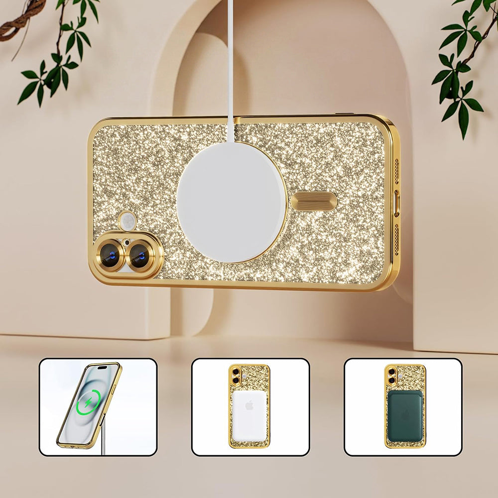 Θήκη MagSafe για Apple iPhone 18 Pro Max / 17 Pro Max, Techsuit, Luxury Glitter, Bleu