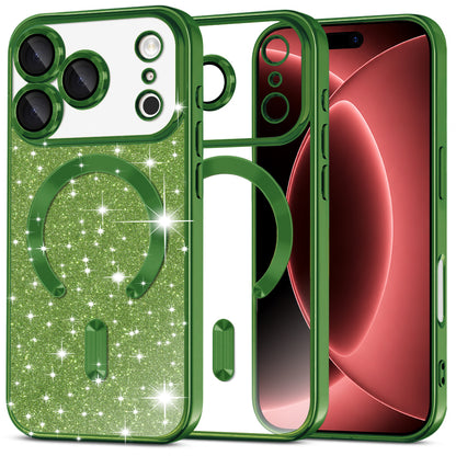 Θήκη MagSafe για Apple iPhone 18 Pro Max / 17 Pro Max, Techsuit, Luxury Glitter, Σκούρο Πράσινο