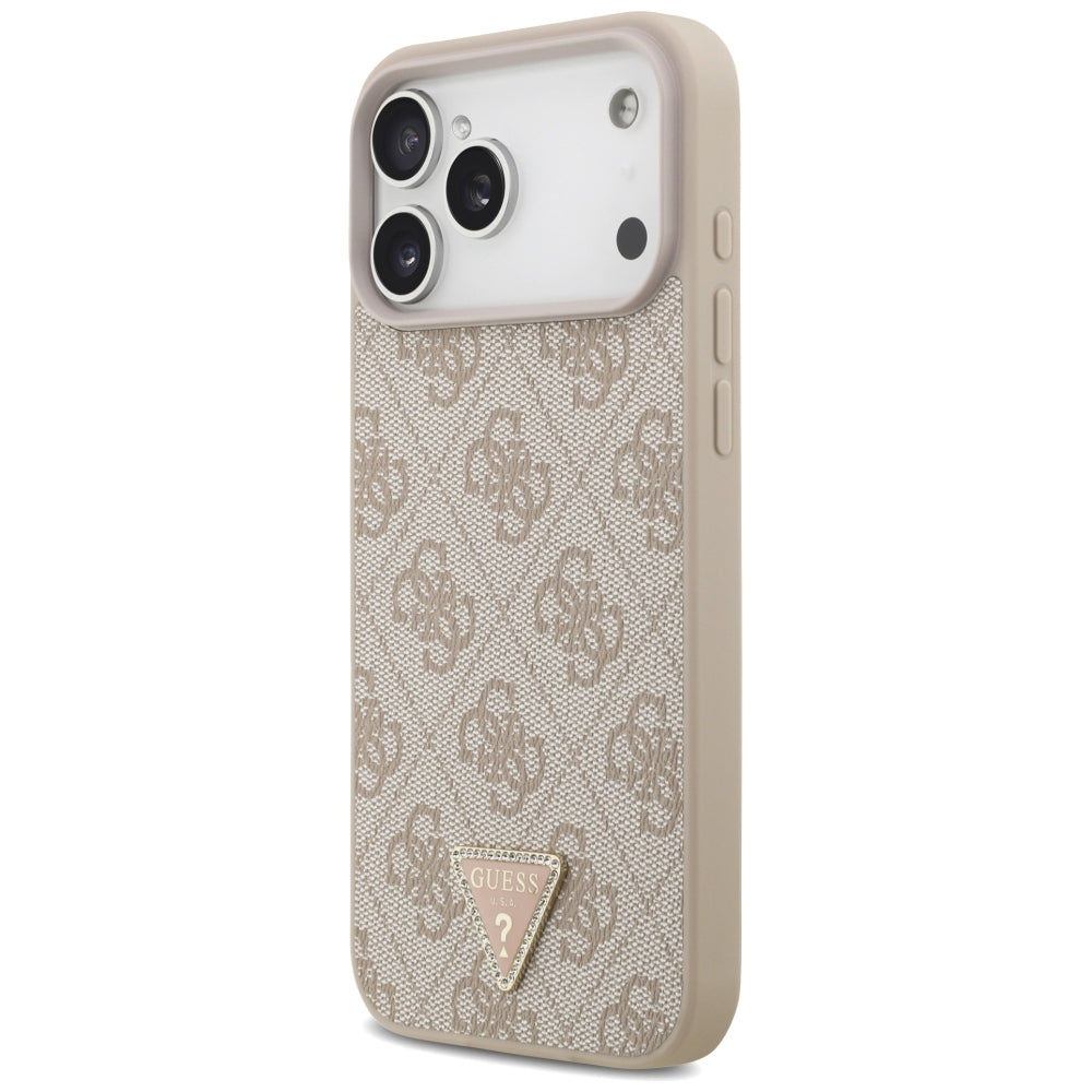 Θήκη MagSafe για Apple iPhone 18 Pro Max, Guess, 4G Triangle Strass, Ροζ