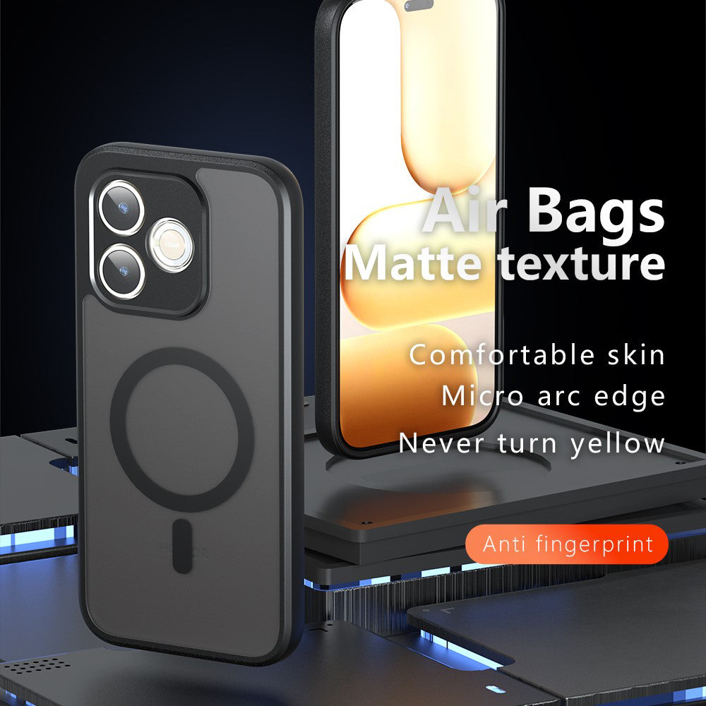 Θήκη MagSafe για Honor 600 Smart, Techsuit, PureFrost, Μαύρο Σατινέ