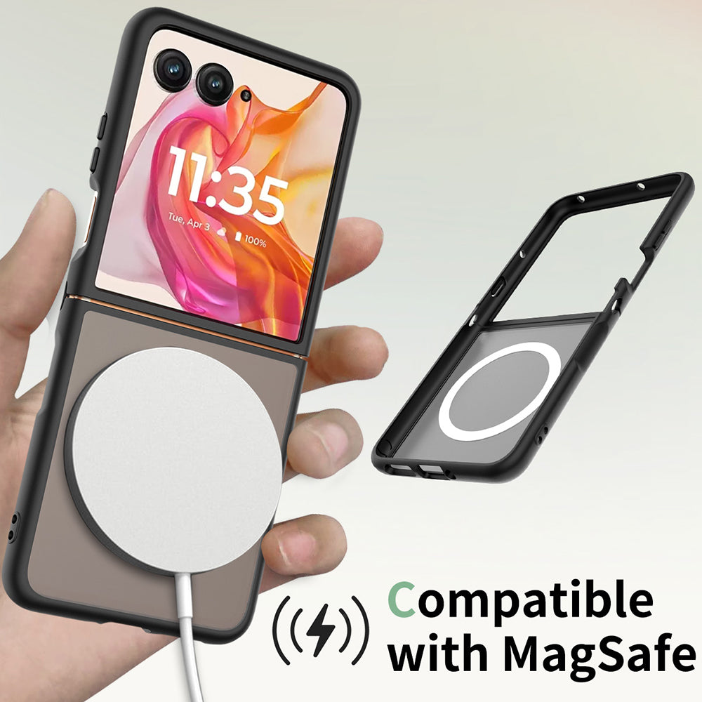 Θήκη MagSafe για Motorola Razr 70 Ultra / Razr 60 Ultra, Techsuit, PureFrost, Μαύρο Σατινέ