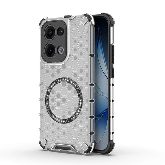Θήκη MagSafe για Oppo Reno13, Techsuit, HoneyComb Shield, Λευκό