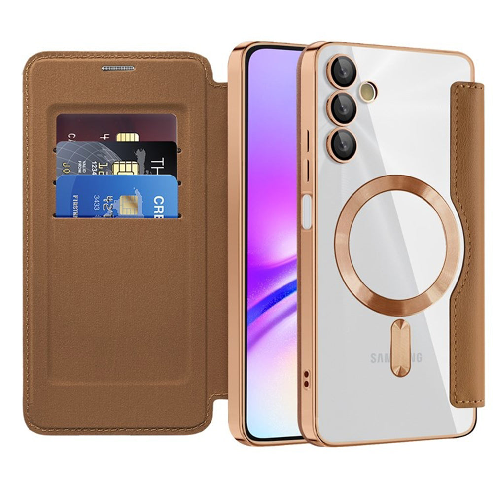 Θήκη MagSafe για Samsung Galaxy A05s A057, Techsuit, SmartMag Book, Καφέ