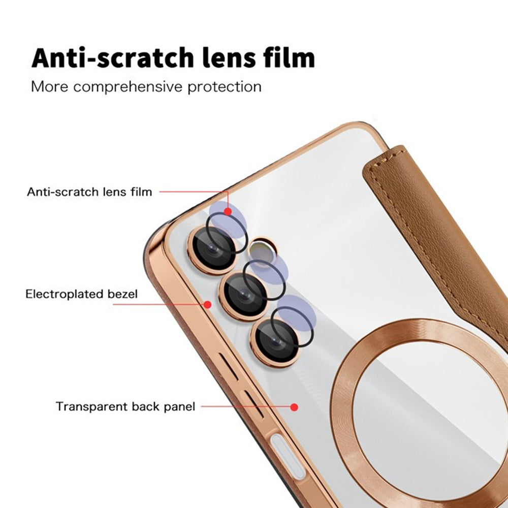 Θήκη MagSafe για Samsung Galaxy A05s A057, Techsuit, SmartMag Book, Καφέ