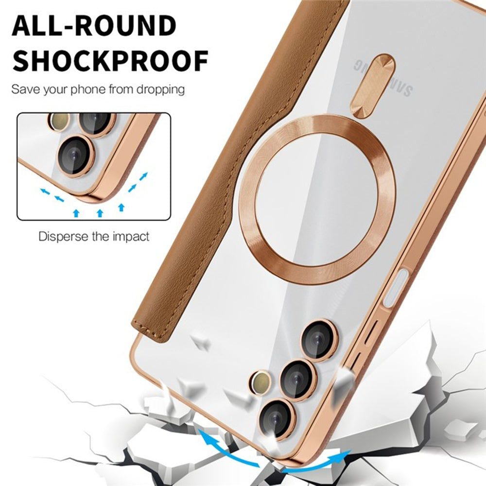 Θήκη MagSafe για Samsung Galaxy A05s A057, Techsuit, SmartMag Book, Καφέ