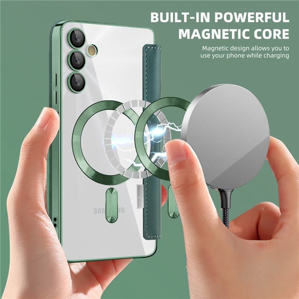 Θήκη MagSafe για Samsung Galaxy A05s A057, Techsuit, SmartMag Book, Πράσινο