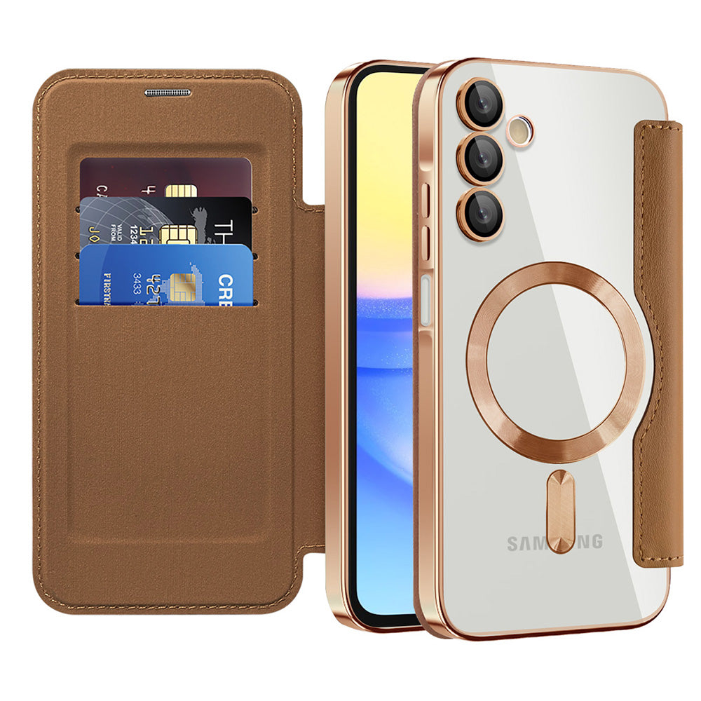 Θήκη MagSafe για Samsung Galaxy A15 5G A156 / A15 A155, Techsuit, SmartMag Book, Καφέ
