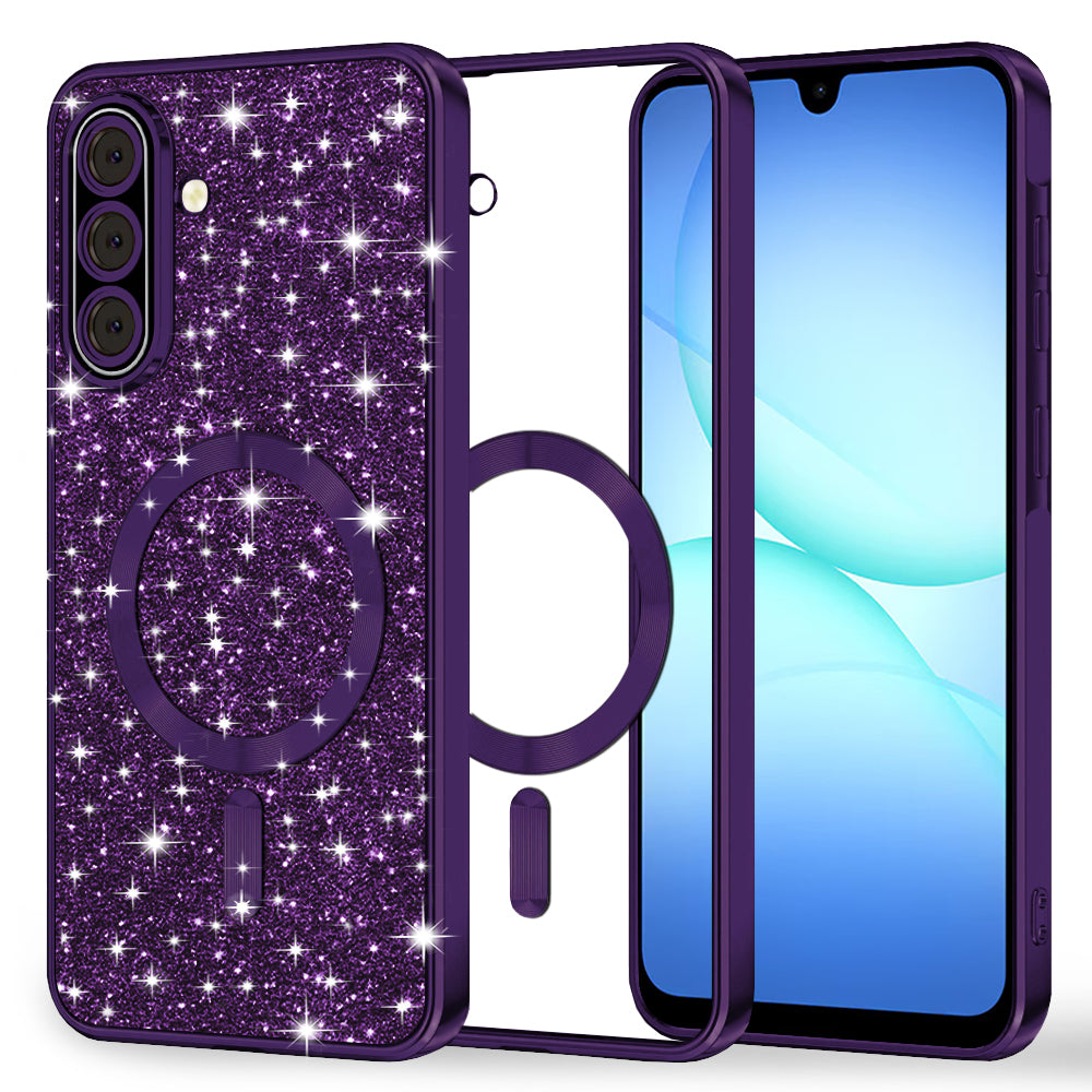 Θήκη MagSafe για Samsung Galaxy A17 4G / A17 5G, Techsuit, Luxury Glitter, Σκούρο Μωβ