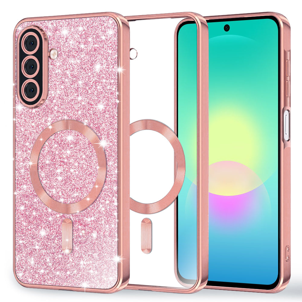 Θήκη MagSafe για Samsung Galaxy A27 5G, Techsuit, Luxury Glitter, Ροζ Χρυσό