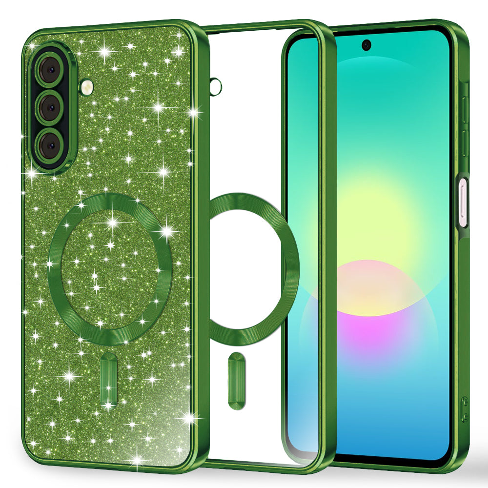 Θήκη MagSafe για Samsung Galaxy A27 5G, Techsuit, Luxury Glitter, Σκούρο Πράσινο