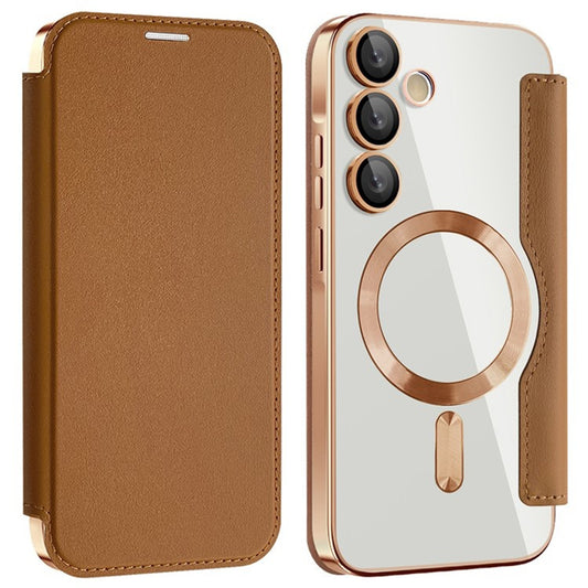 Θήκη MagSafe για Samsung Galaxy A35 5G A356, Techsuit, SmartMag Book, Καφέ