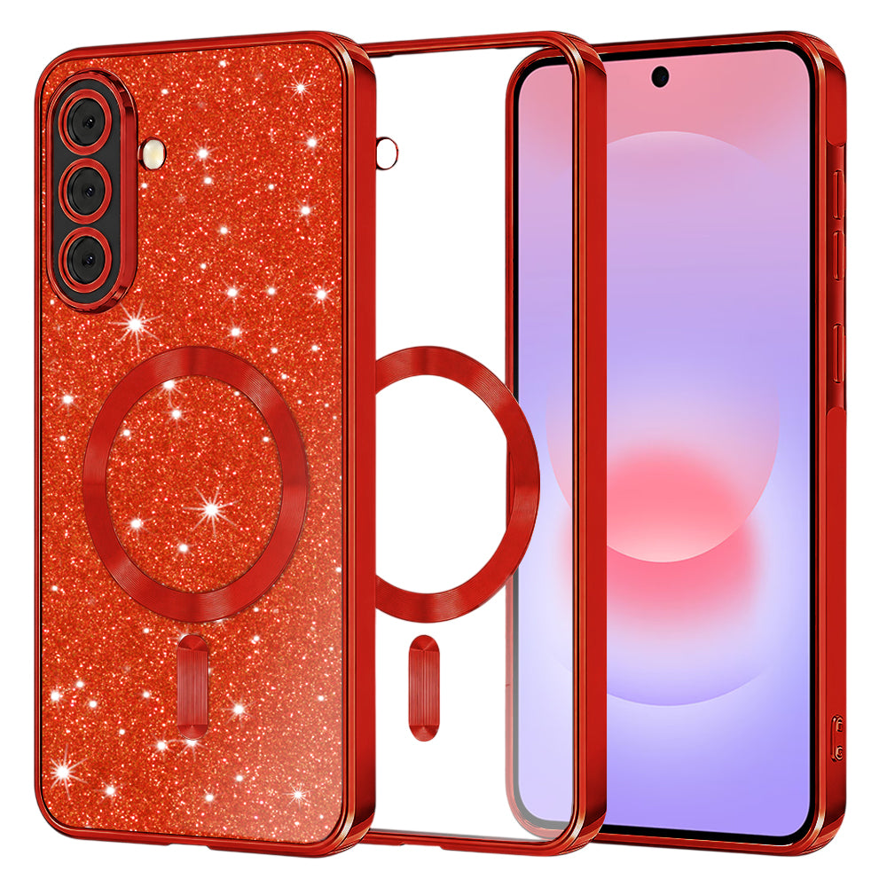 Θήκη MagSafe για Samsung Galaxy A37 5G, Techsuit, Luxury Glitter, Κόκκινη