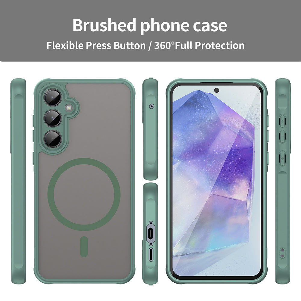 MagSafe Case for Samsung Galaxy A55 5G A556, Techsuit, HaloFrost II, Green