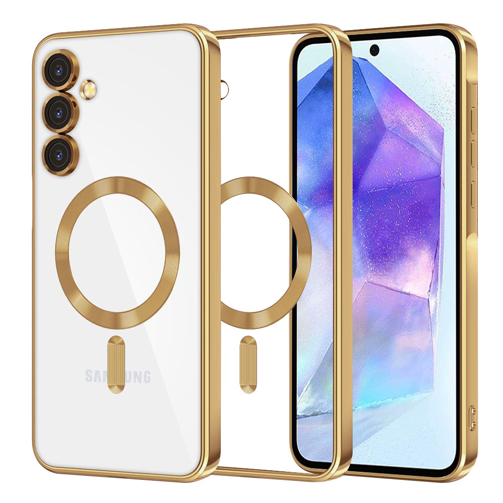 Θήκη MagSafe για Samsung Galaxy A55 5G A556, Techsuit, Luxury Crystal, Χρυσή