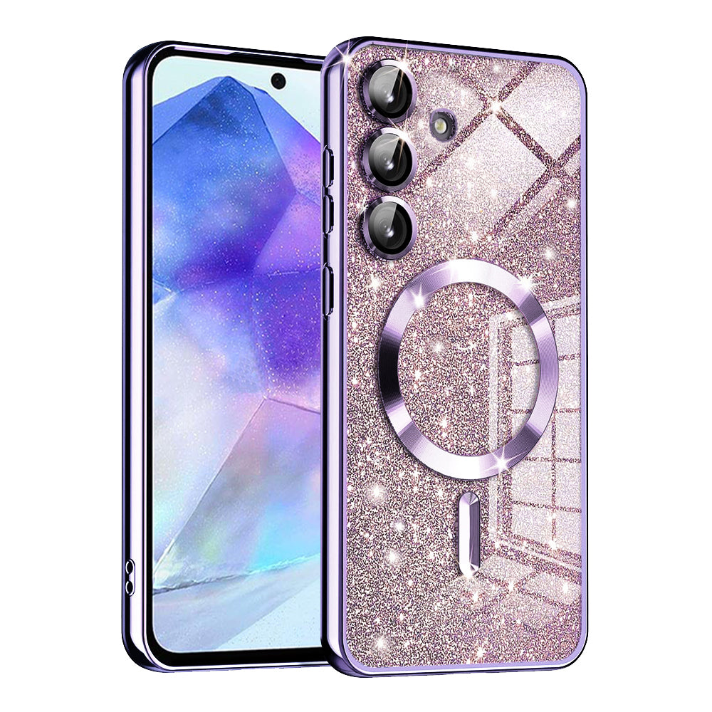 Θήκη MagSafe για Samsung Galaxy A55 5G A556, Techsuit, Luxury Glitter, Ανοιχτό Μωβ