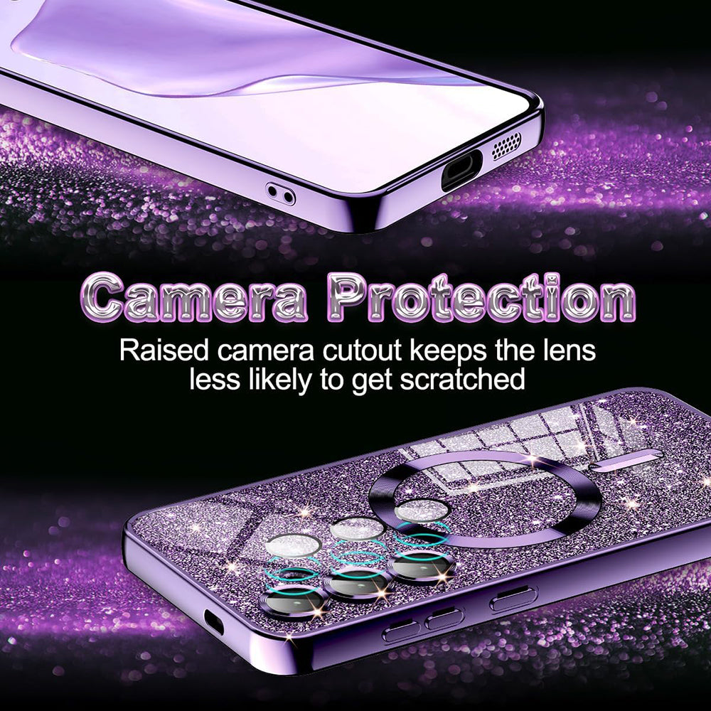 Θήκη MagSafe για Samsung Galaxy A55 5G A556, Techsuit, Luxury Glitter, Ανοιχτό Μωβ