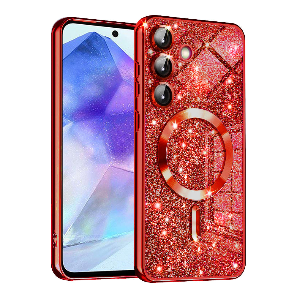 Θήκη MagSafe για Samsung Galaxy A55 5G A556, Techsuit, Luxury Glitter, Κόκκινη