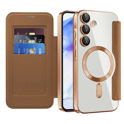 MagSafe Case for Samsung Galaxy A55 5G A556, Techsuit, SmartMag Book, Brown