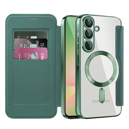 Θήκη MagSafe για Samsung Galaxy A56 A566, Techsuit, SmartMag Book, Πράσινο