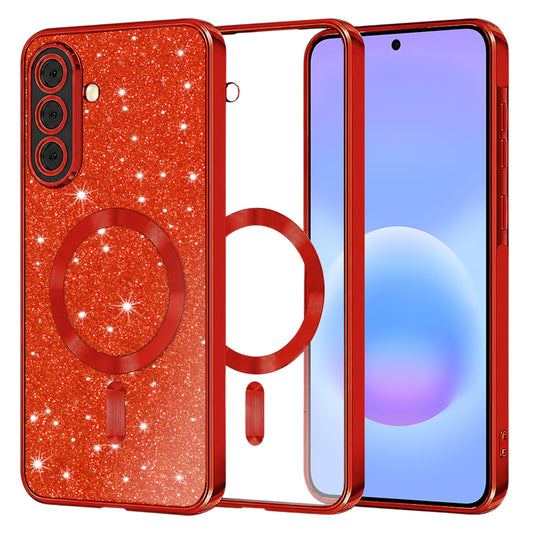 Θήκη MagSafe για Samsung Galaxy A57 5G, Techsuit, Luxury Glitter, Κόκκινη