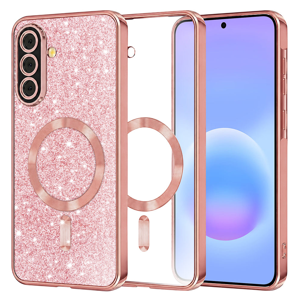 Θήκη MagSafe για Samsung Galaxy A57 5G, Techsuit, Luxury Glitter, Ροζ Χρυσό
