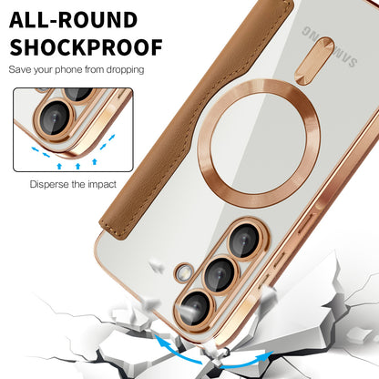 MagSafe Case for Samsung Galaxy A57 5G, Techsuit, SmartMag Book, Brown