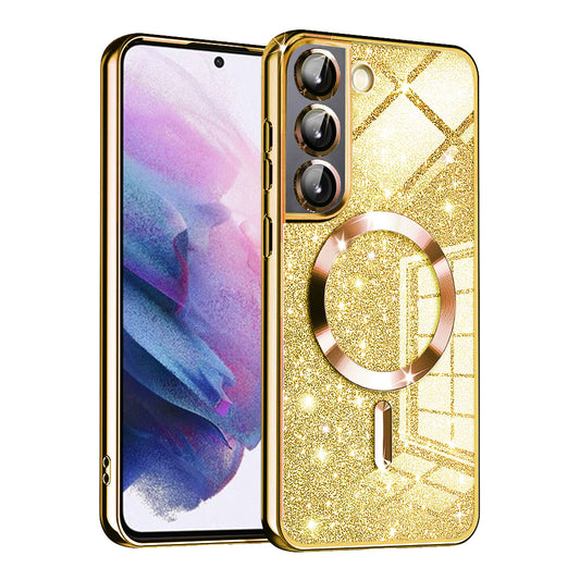 Θήκη MagSafe για Samsung Galaxy S21 5G G991, Techsuit, Luxury Glitter, Χρυσή