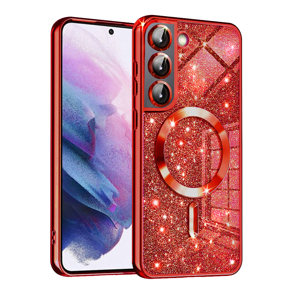 Θήκη MagSafe για Samsung Galaxy S21 5G G991, Techsuit, Luxury Glitter, Κόκκινο