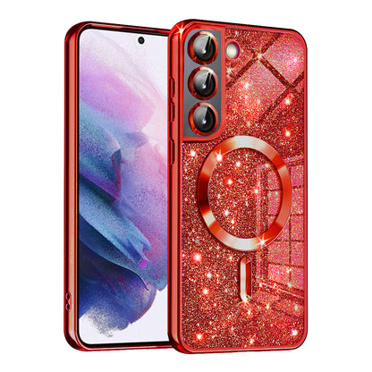Θήκη MagSafe για Samsung Galaxy S21 5G G991, Techsuit, Luxury Glitter, Κόκκινο