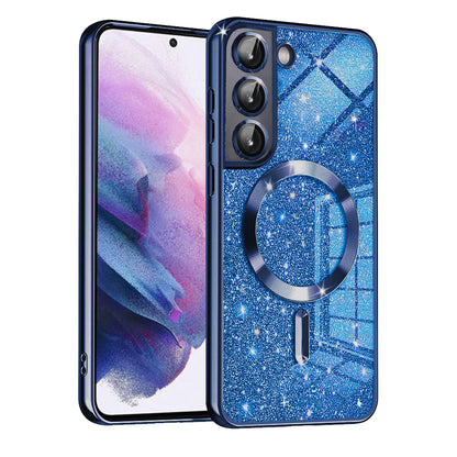 Θήκη MagSafe για Samsung Galaxy S21 FE 5G G990, Techsuit, Luxury Glitter, Σκούρο Μπλε