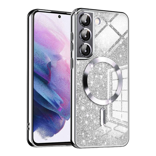 Θήκη MagSafe για Samsung Galaxy S21 FE 5G G990, Techsuit, Luxury Glitter, Ασημί