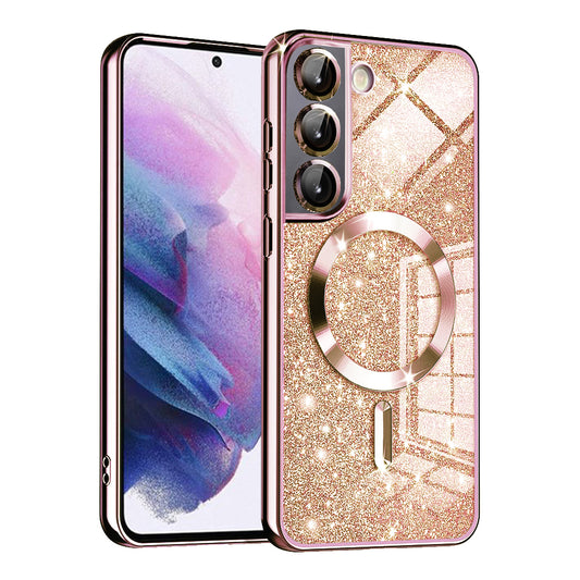 Θήκη MagSafe για Samsung Galaxy S21 FE 5G G990, Techsuit, Luxury Glitter, Ροζ Χρυσό