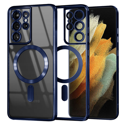 MagSafe Case for Samsung Galaxy S21 Ultra 5G G998, Techsuit, Luxury Crystal, Dark Blue