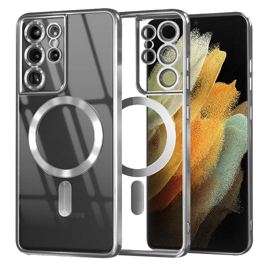 MagSafe Case for Samsung Galaxy S21 Ultra 5G G998, Techsuit, Luxury Crystal, Silver