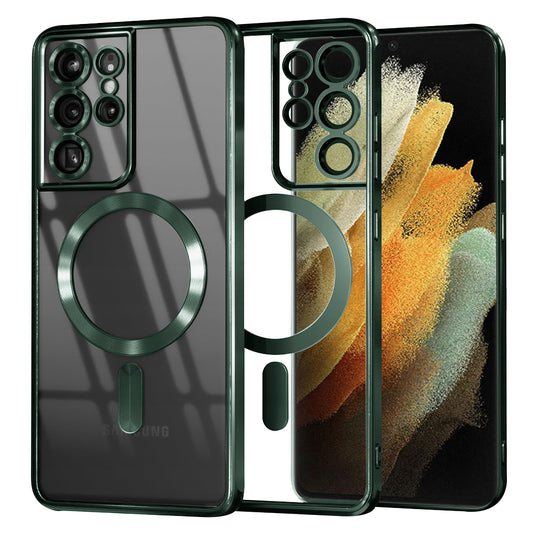 MagSafe Case for Samsung Galaxy S21 Ultra 5G G998, Techsuit, Luxury Crystal, Dark Green