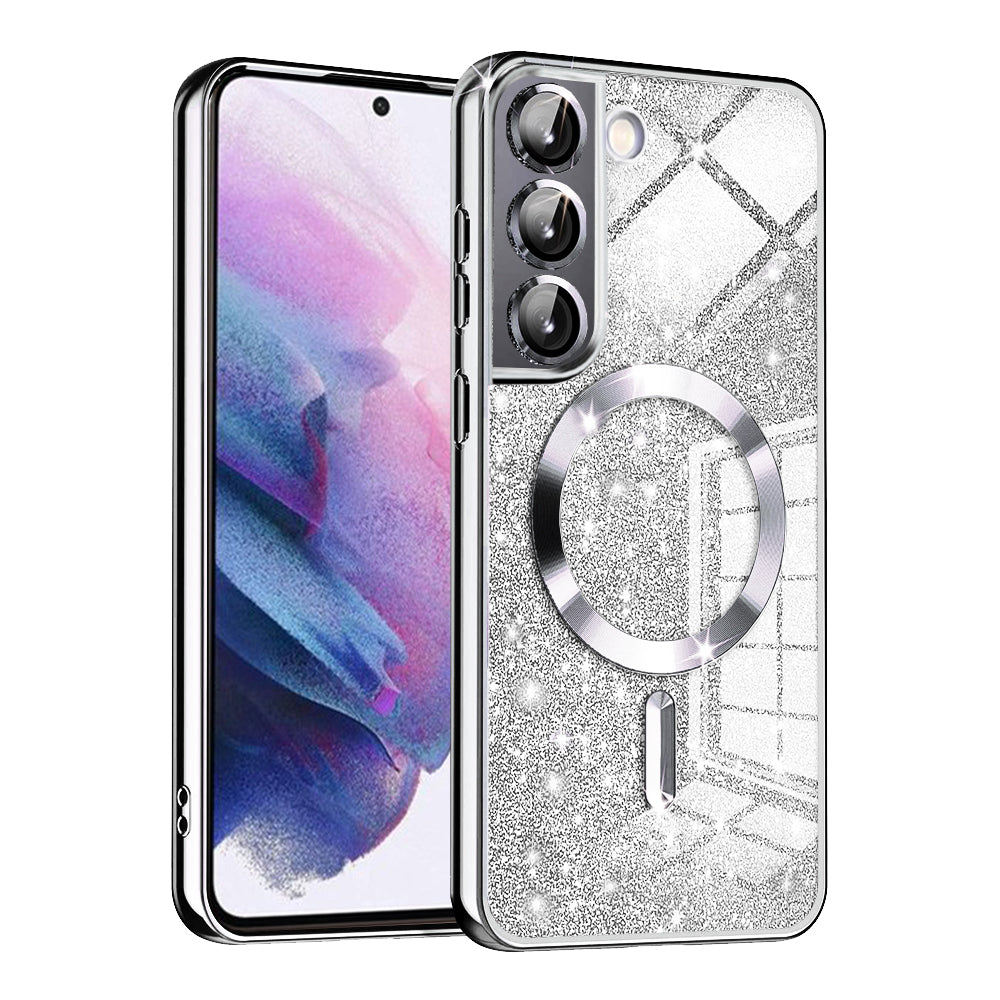 Θήκη MagSafe για Samsung Galaxy S22 5G S901, Techsuit, Luxury Glitter, Ασημί