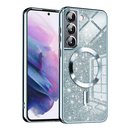 Θήκη MagSafe για Samsung Galaxy S22 5G S901, Techsuit, Luxury Glitter, Bleu
