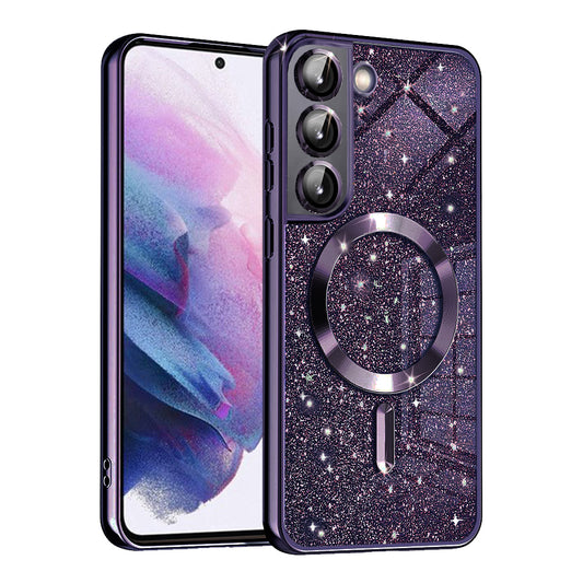 Θήκη MagSafe για Samsung Galaxy S22 5G S901, Techsuit, Luxury Glitter, Σκούρο Μωβ