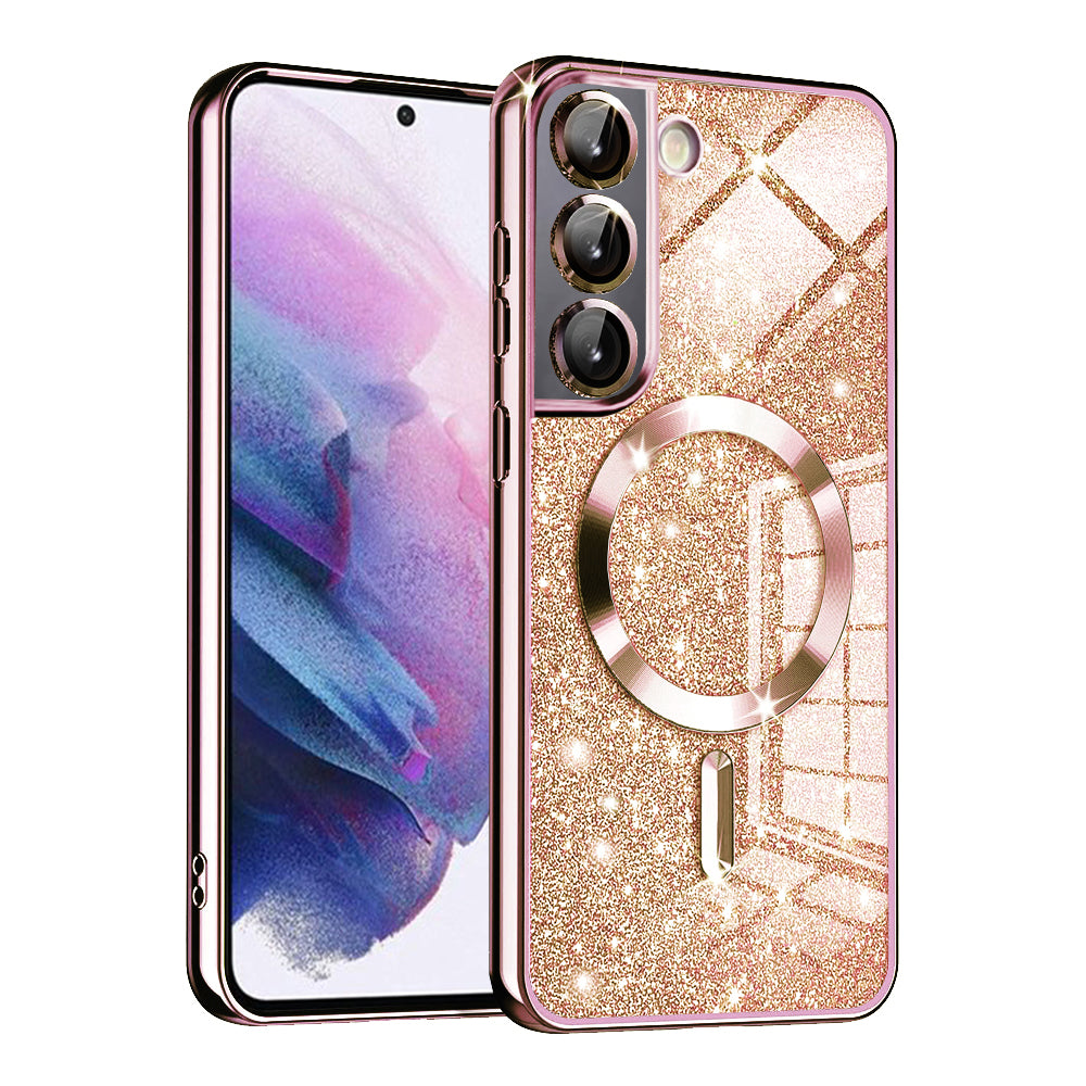 Θήκη MagSafe για Samsung Galaxy S22 5G S901, Techsuit, Luxury Glitter, Ροζ Χρυσό