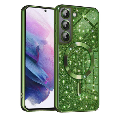 Θήκη MagSafe για Samsung Galaxy S22 5G S901, Techsuit, Luxury Glitter, Σκούρο Πράσινο