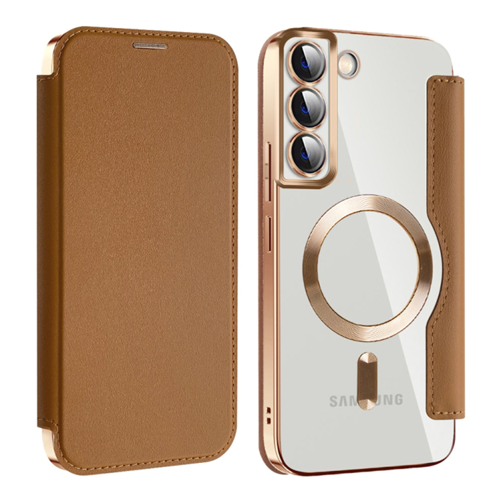 Θήκη MagSafe για Samsung Galaxy S22+ 5G S906, Techsuit, SmartMag Book, Καφέ