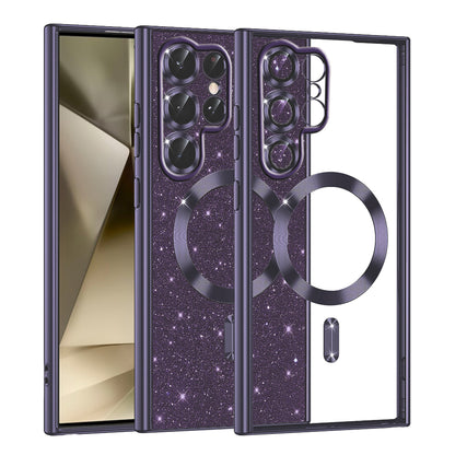Θήκη MagSafe για Samsung Galaxy S22 Ultra 5G S908, Techsuit, Luxury Glitter, Σκούρο Μωβ