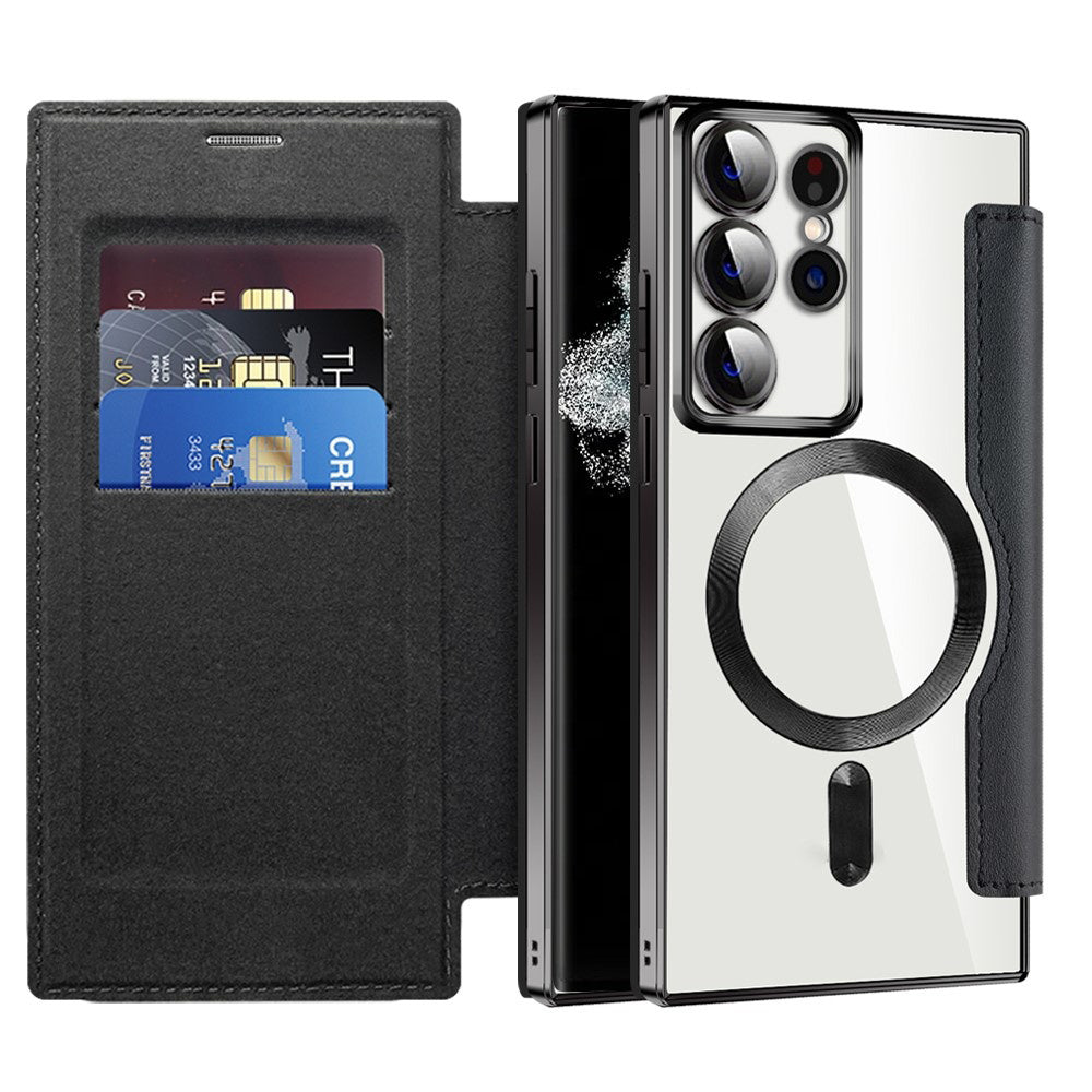 MagSafe Case for Samsung Galaxy S22 Ultra 5G S908, Techsuit, SmartMag Book, Black
