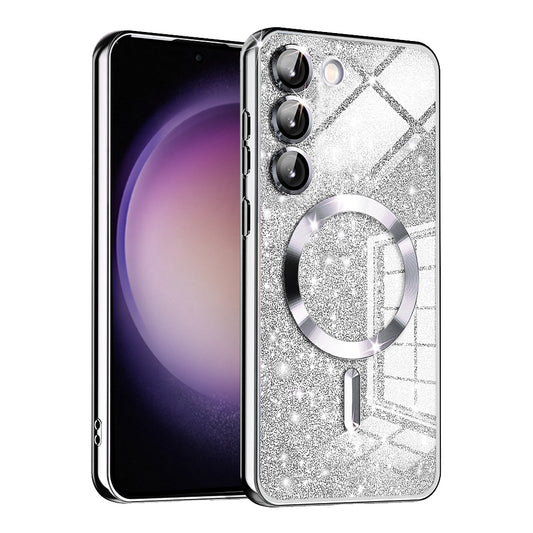 Θήκη MagSafe για Samsung Galaxy S23+ S916, Techsuit, Luxury Glitter, Ασημί