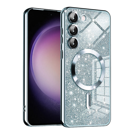 Θήκη MagSafe για Samsung Galaxy S23+ S916, Techsuit, Luxury Glitter, Μπλε