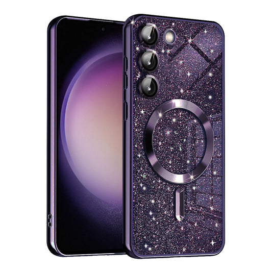 Θήκη MagSafe για Samsung Galaxy S23+ S916, Techsuit, Luxury Glitter, Σκούρο Μωβ