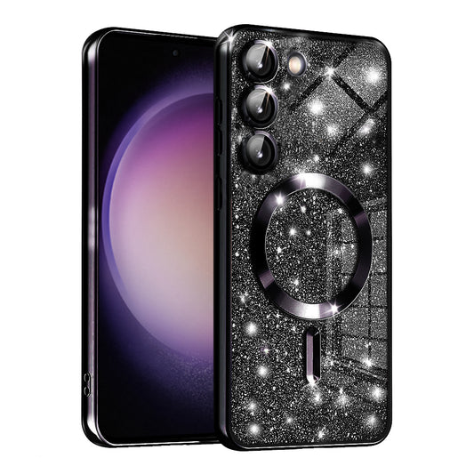 Θήκη MagSafe για Samsung Galaxy S23 S911, Techsuit, Luxury Glitter, Μαύρο