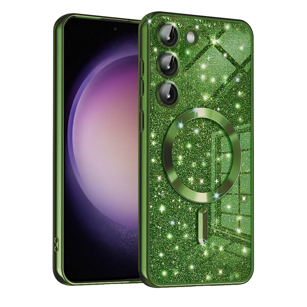 Θήκη MagSafe για Samsung Galaxy S23 S911, Techsuit, Luxury Glitter, Σκούρο Πράσινο