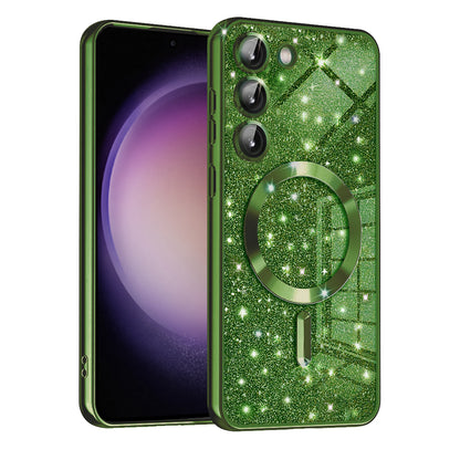 Θήκη MagSafe για Samsung Galaxy S23 S911, Techsuit, Luxury Glitter, Σκούρο Πράσινο